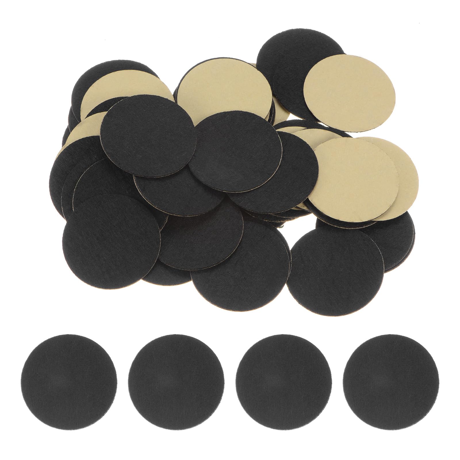 HARFINGTON 48pcs Round Adhesive Felt Circles, 40mm 1-1/2" Pre Cut Felt Craft Stickers Non-Woven Mini Felt Fabric Circles for DIY Sewing Handcraft Cut Projects Craft Finishing, Black
