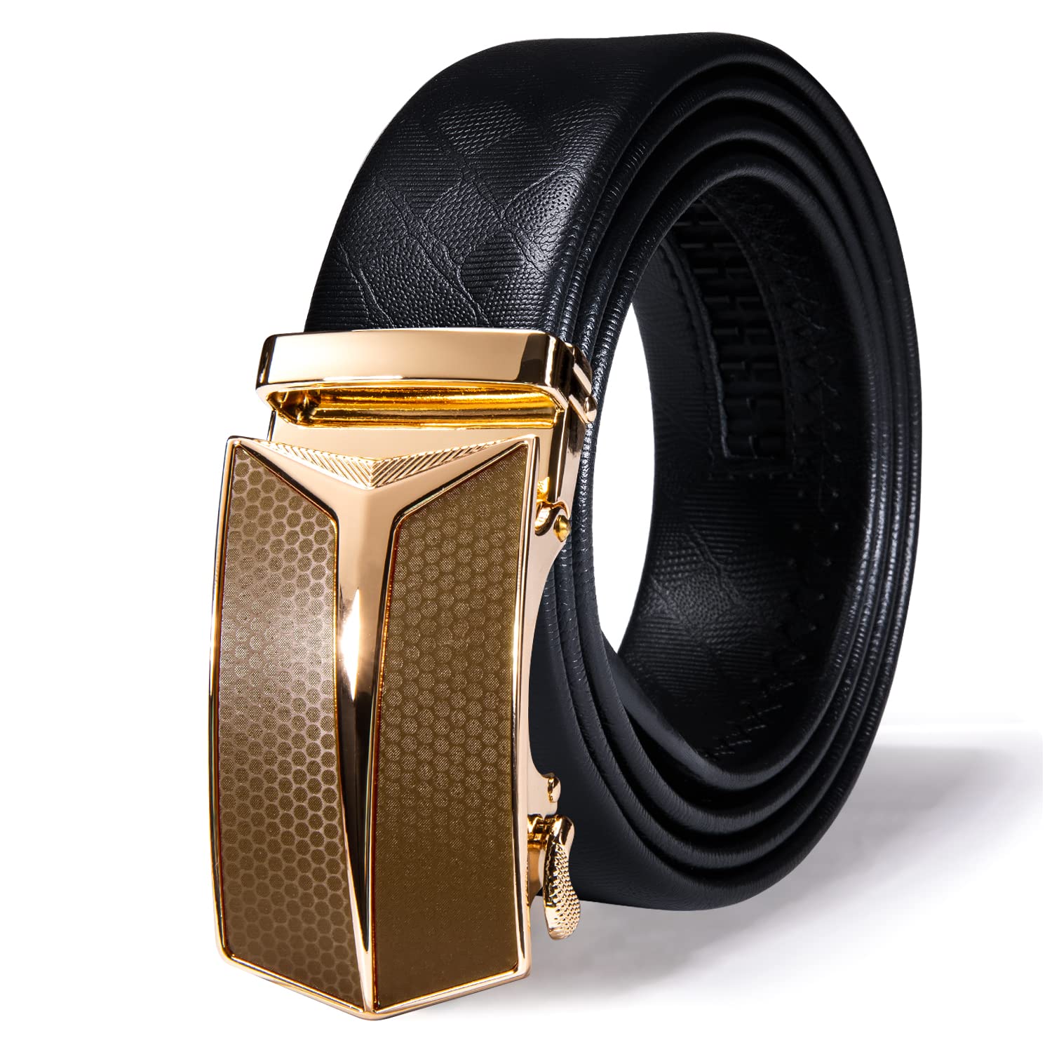 Dubulle Men's Ratchet Belt Gold/Black/Red/Green/Blue/White Automatic Buckle Business Casual Belt Gift - Adjustable Fit