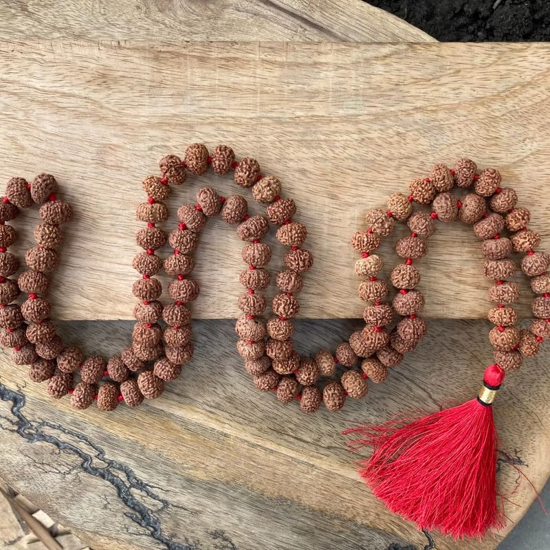 Natürliche AAA Große 8 Mukhi Rudraksha Mala, 108 Mala Perlen, 8 Mukhi Rudraksha Halskette, Gebet Mala, Meditation Mala, Japa Mala