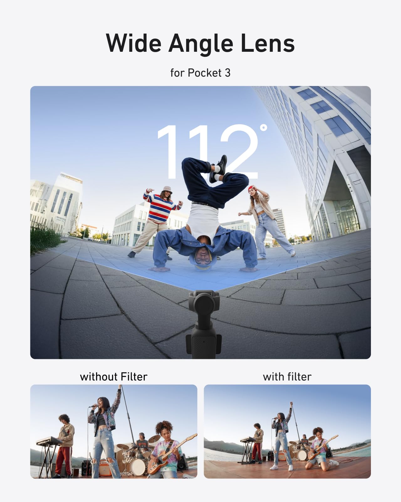 TELESIN 112° Weitwinkelobjektiv für DJI Osmo Pocket 4/3, magnetisches mehrfachvergütetes Glasobjektiv, 0,72x erweitertes Sichtfeld für Vlogging & Reisefotografie, Osmo Pocket 4/3 Zubehör