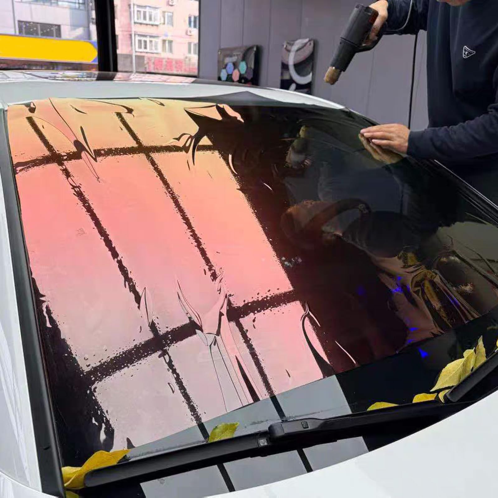81% VLT Scheiben Tönung Folie Auto – 100 x 300 cm – Chamäleon-Sonnenschutzfolie für die Windschutzscheibe – Tönungsfolie Fenster – Farbwechsel zu Rot