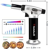 Vista 3 de Hotdevil Antorcha de butano recargable de 0.32 oz, tanque de cocina, soplete de soplete con bloqueo de seguridad, ajuste de llama ajustable