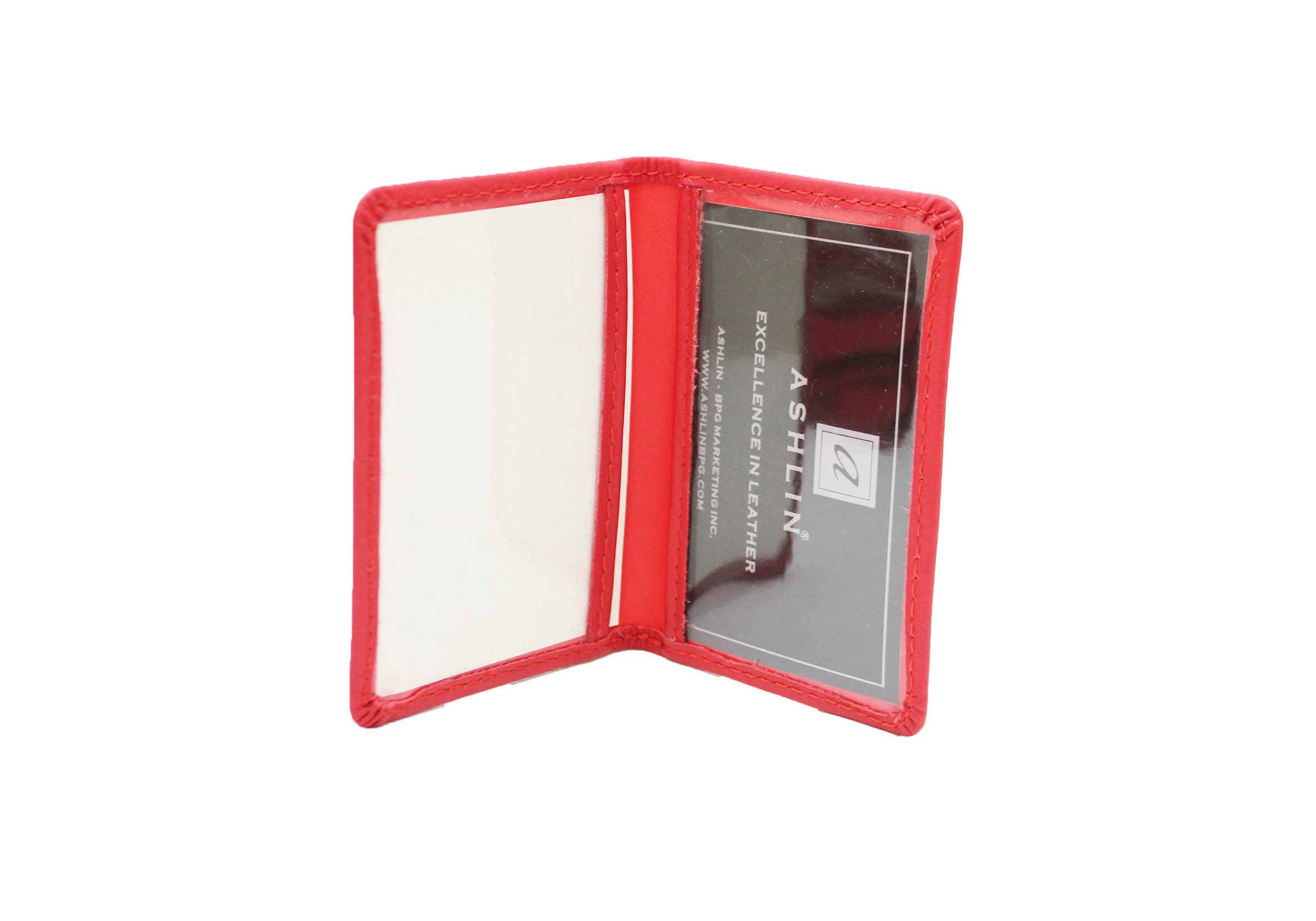 ASHLIN Genuine Leather Double ID Holder, Fire Engine Red [7503-48-47]