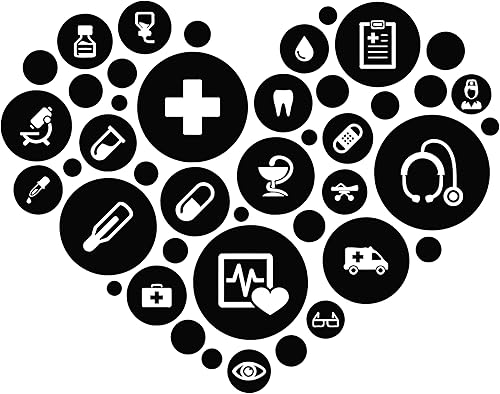 Vinilo adhesivo de pared para oficina médica, clínica de salud, hospital, farmacia, decoración grande (g2983) (XL 45 x 58 pulgadas, negro)