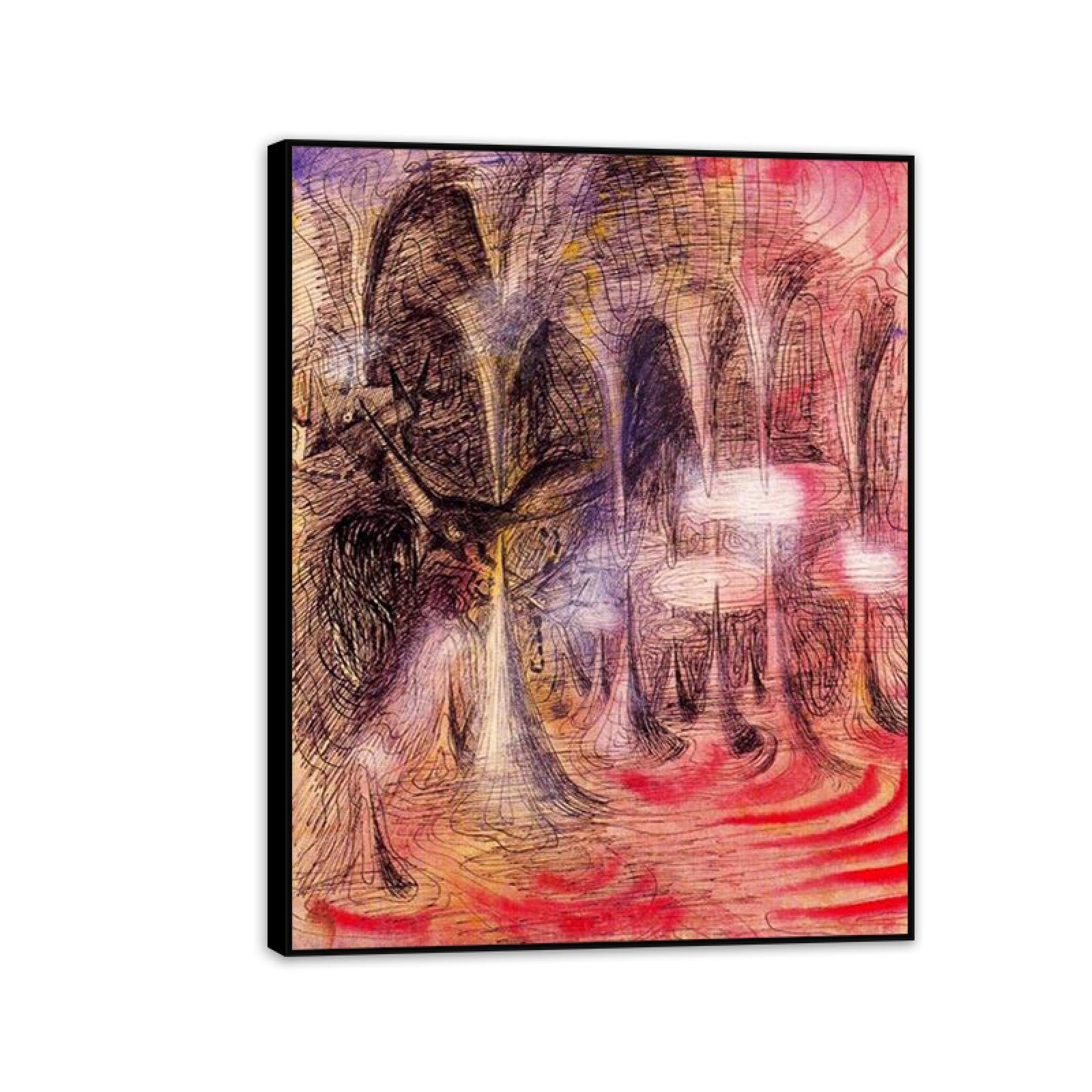 MYCGGDGH Remedios Varo Canvas Wall Art Reproductions of Famous Paintings Magic grotto Surrealist Canvas Painting Wall Decor for Living Room Bedroom Home Decor 80x60cm(32x24in) Black Framed