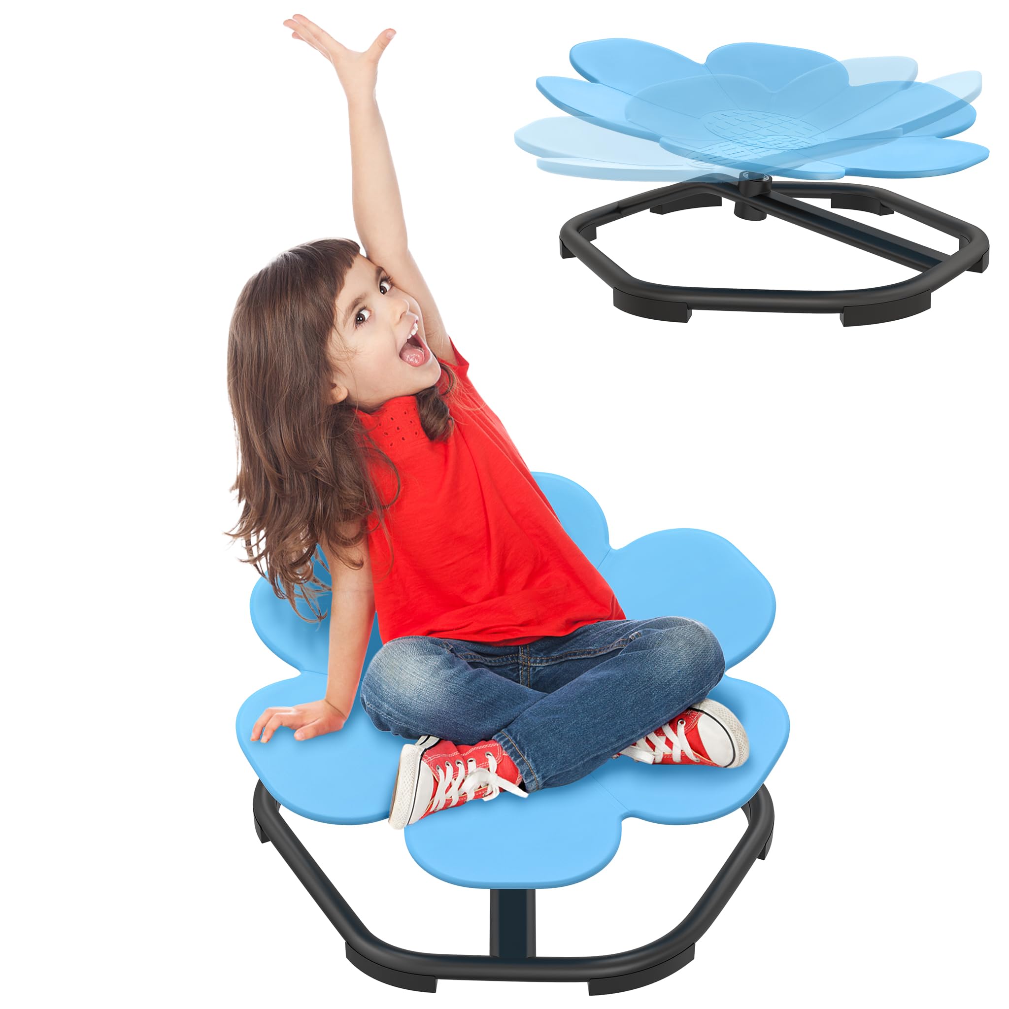 LZQ Sensorischer Drehstuhl für Kinder Karussell Autismus Karussellstuhl Drehkarussell Spielzeugstuhl Kinderdrehstuhl Balance Stuhl Drehhocker Wackelstuhl für Jungen und Mädchen (Blau)