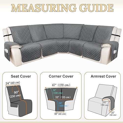 Miniatura 5 de HDCAXKJ Fundas de terciopelo 100% impermeables para sofá modular reclinable en forma de L, fundas para sofá reclinable en las esquinas, lavables,