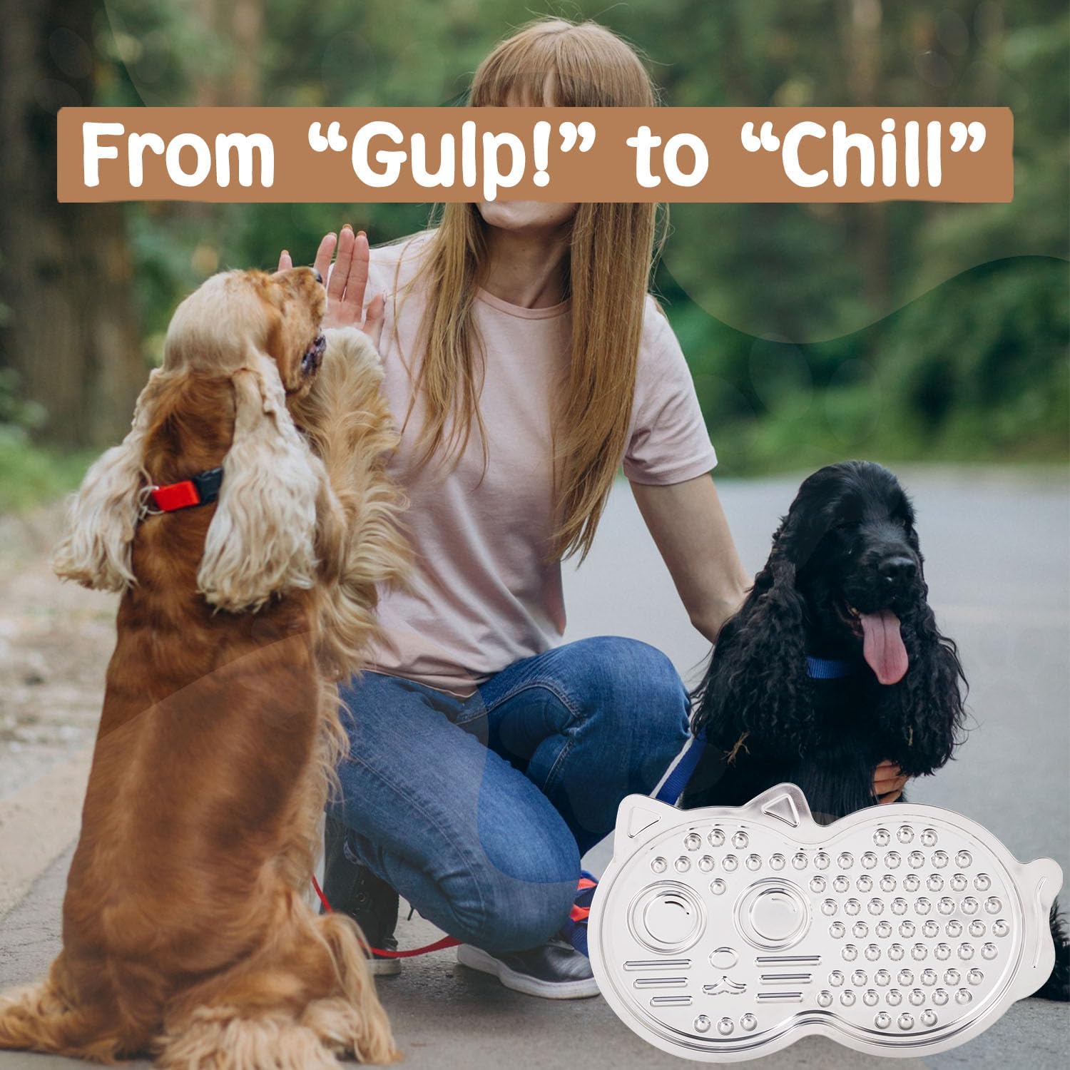 2-in-1 Stainless Steel Lick Mat for Dogs & Cats with Bully Stick Holder, Slow Feeder Enrichment Pad with Strong Suction Cups, Odor-Free & Dishwasher Safe