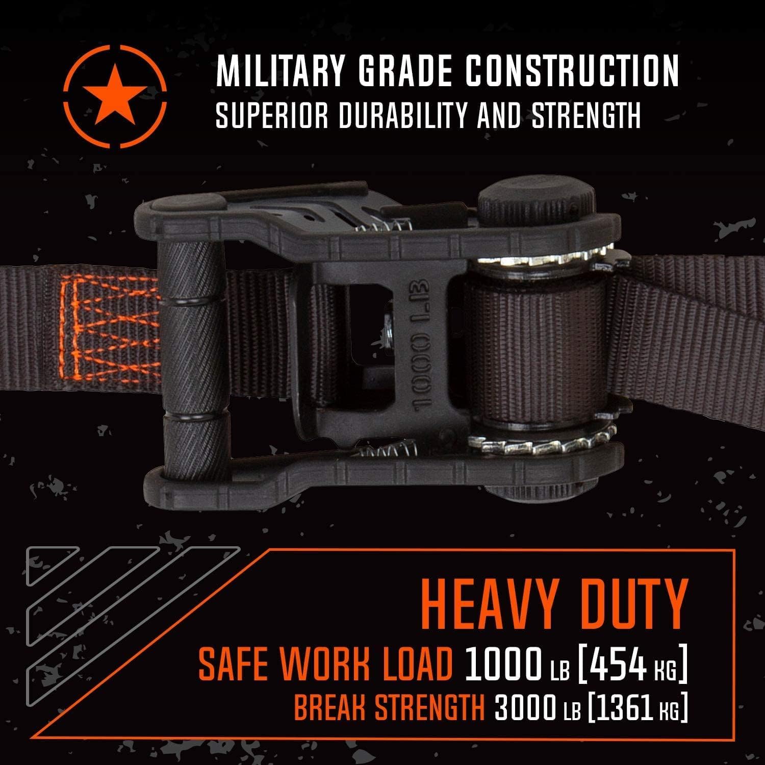 SmartStraps 10’ Tactical Ratchet Straps, 2 Pack — Heavy Duty Tie-Down Straps — 3,000lb Break Strength, 1,500lb Safe Work Load — Haul Dirt Bikes, ATVs, and Mowers