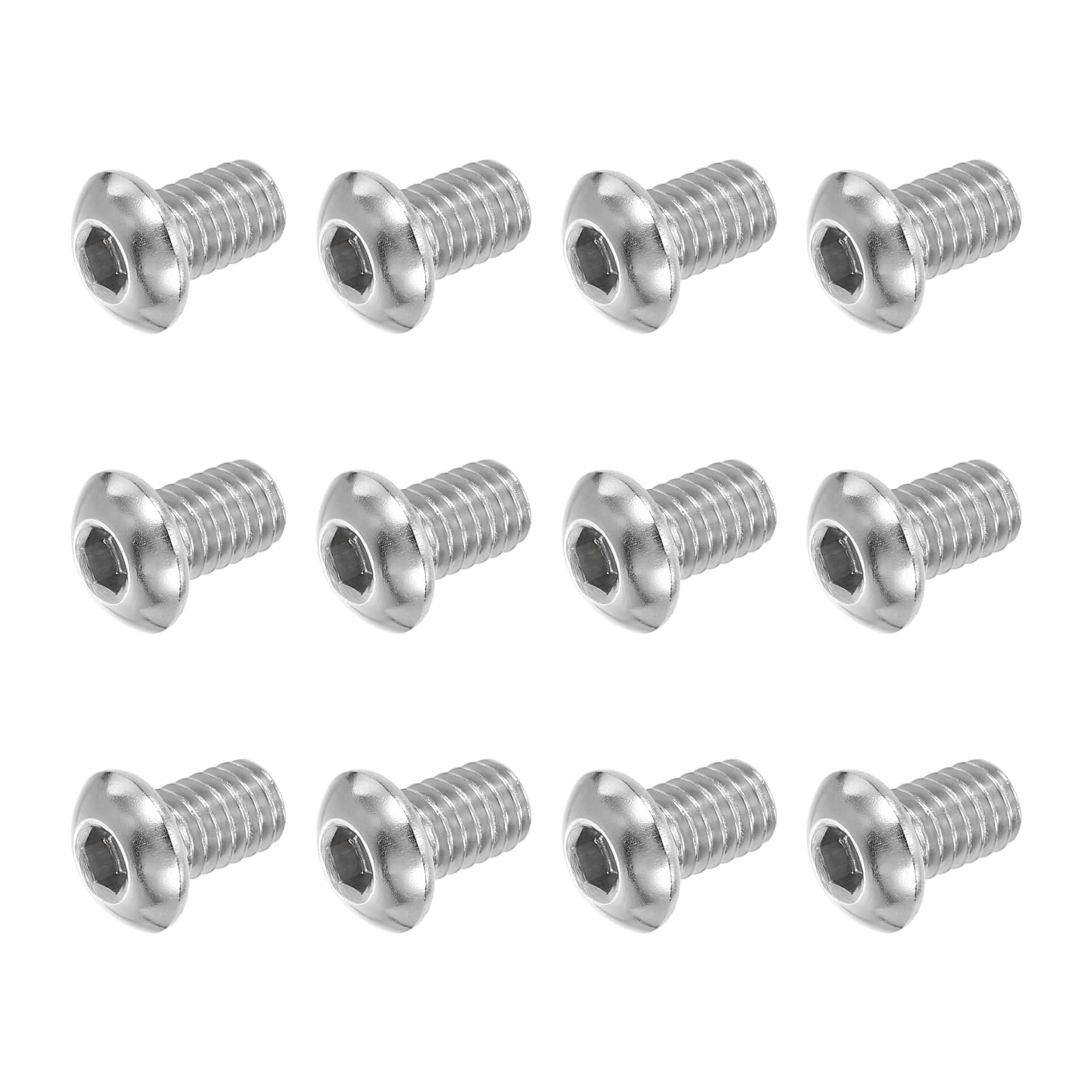 PATIKIL Button Head Socket Cap Screws, 12 PCS 5/16-18 UNC x 1/2 Inch 304 Stainless Steel Hex Drive Fully Thread Machine Bolts Screw for Furniture Water Pump Light Fixture, Silver