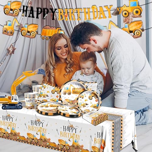 Miniatura 6 de 142 piezas de suministros de fiesta de cumpleaños de construcción temática de construcción, decoraciones de fiesta de cumpleaños para niños y niños,