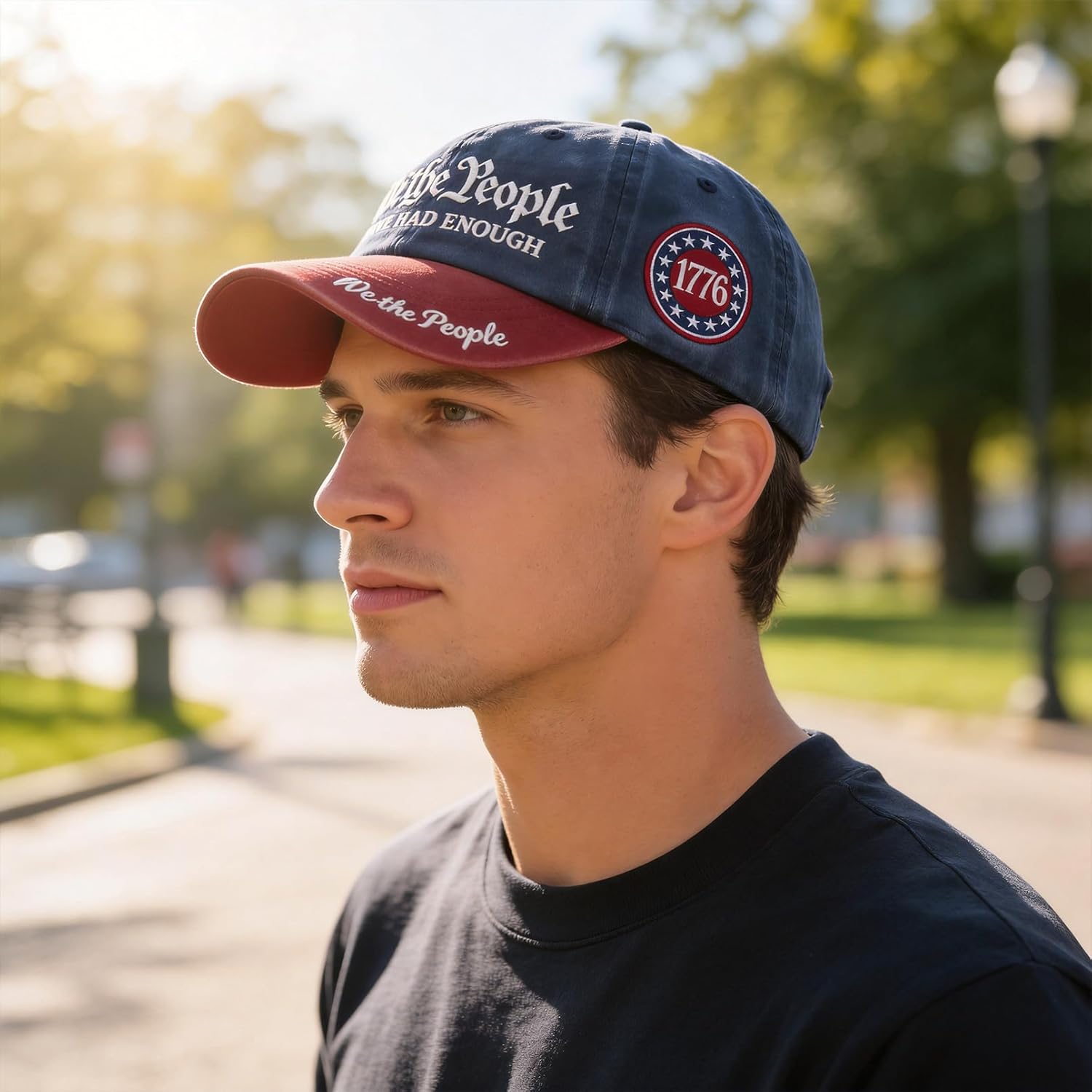 We The People Have Had Enough Hat 1776 Patriotic Retro Washed Adjustable Embroidered Baseball Cap - Image 4