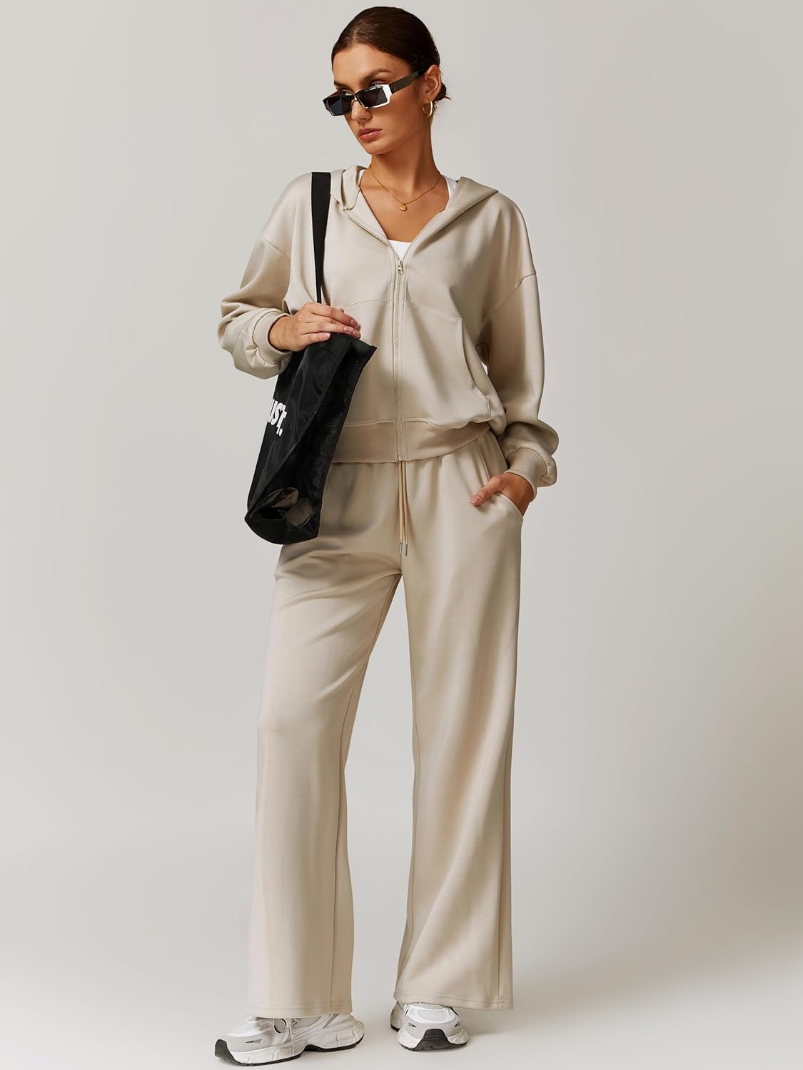 Women's 2 Piece Tracksuit Long Sleeve Sweatsuits Sets Fall 2024 Oversized Sweatshirt with Joggers Sweatpants Outfits - Image 3