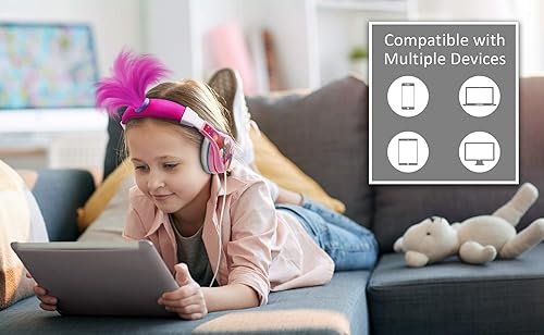 Miniatura 4 de Trolls World Tour Poppy - Auriculares para niños, brilla en la oscuridad, sonido estéreo, conector de 0.138in, auriculares con cable para niños, sin