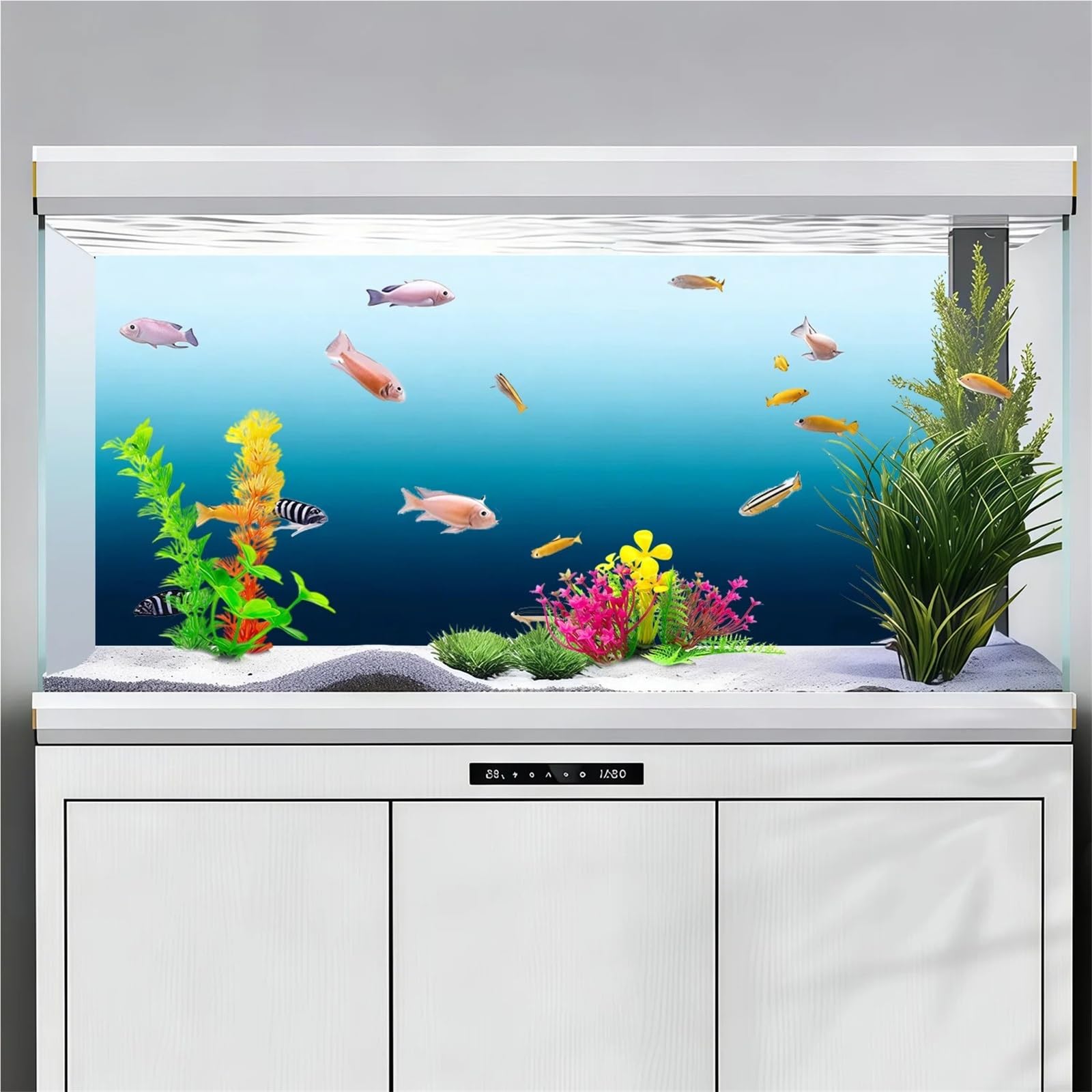 Aquarium Folie Rückwand Weiß-blauer Farbverlauf-Aquarium-Hintergrund