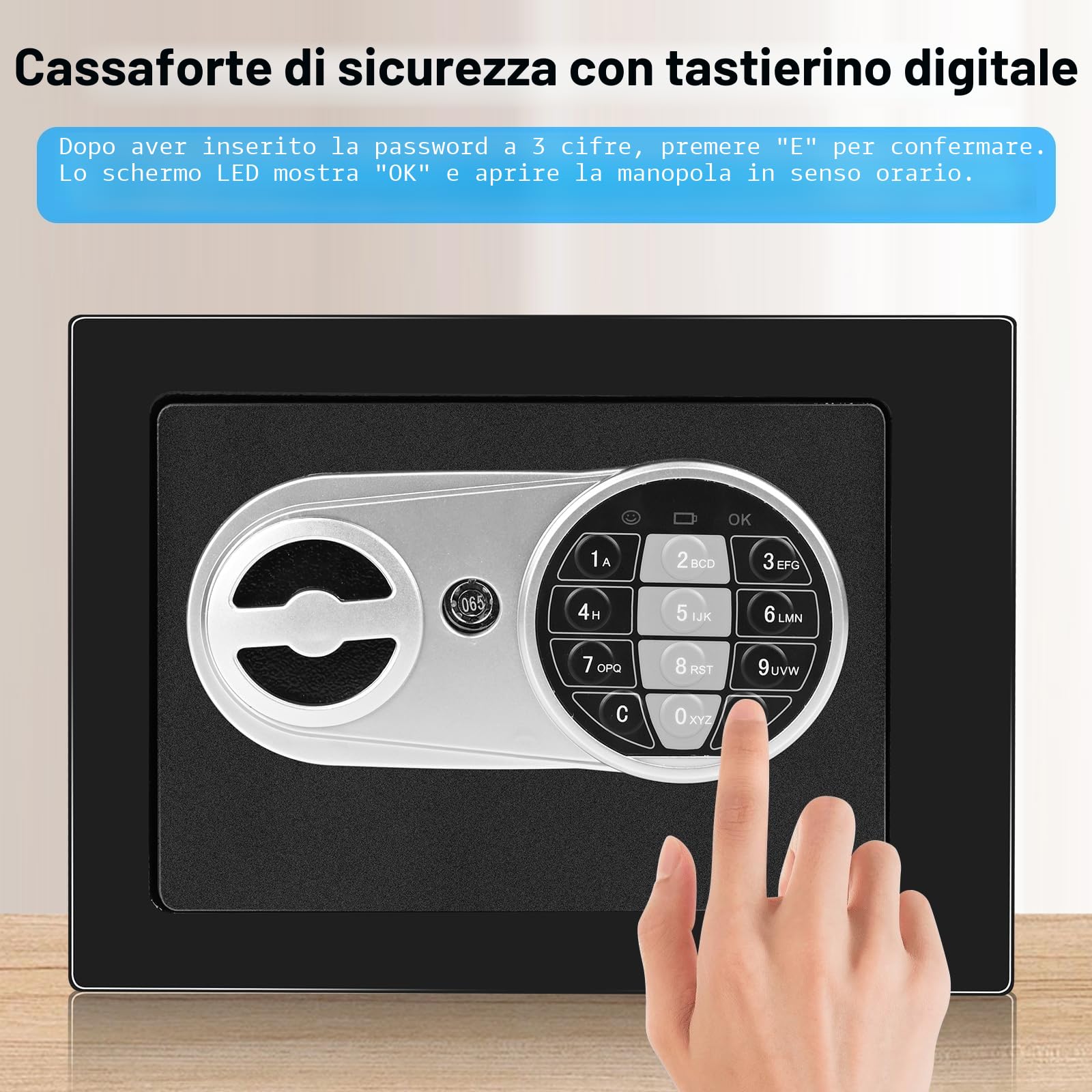 Cassaforte Piccola con Codice,Cassaforte a Muro,Cassaforte Elettronica da Armadio,23 x 17 x 17cm,Mini Cassaforte con Chiavi,per Casa Ufficio Hote Attività,per Contanti, Gioielli