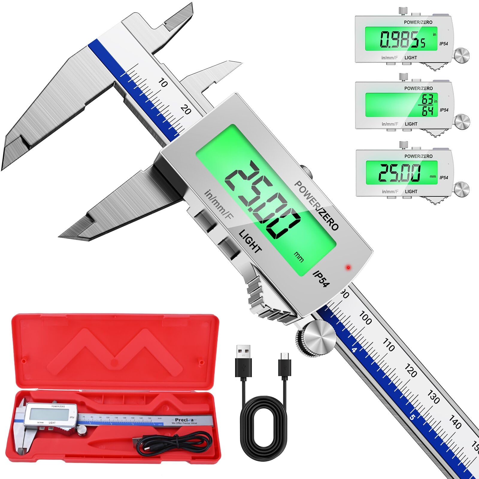 Preciva Digital Calipers - 6 Inch Waterproof -9