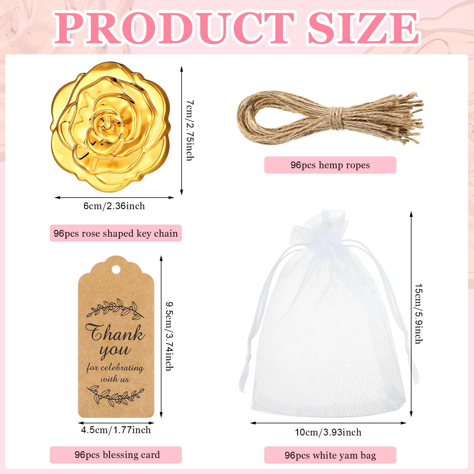 Panelee 96-Set Rose Compact Mirror Wedding Party Favor Gift Set