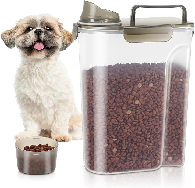 TBMax Dog Food Storage Container, 5L Portable Pet Food Container with Lid & Measuring Cup - BPA Free Plastic Airtight Food Storage Bin for Cats/Dogs Outdoor/Travel