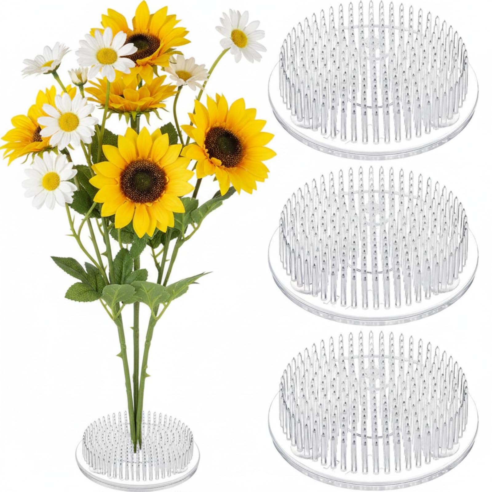 Waydress 4 Pcs 2.8 Inch Plastic Flower Frog Flower Pins Floral Frog for Arrangements Vase Japanese Floral Arrangement for Plant Decoration, Summer Activity, Wedding Decoration (Clear)