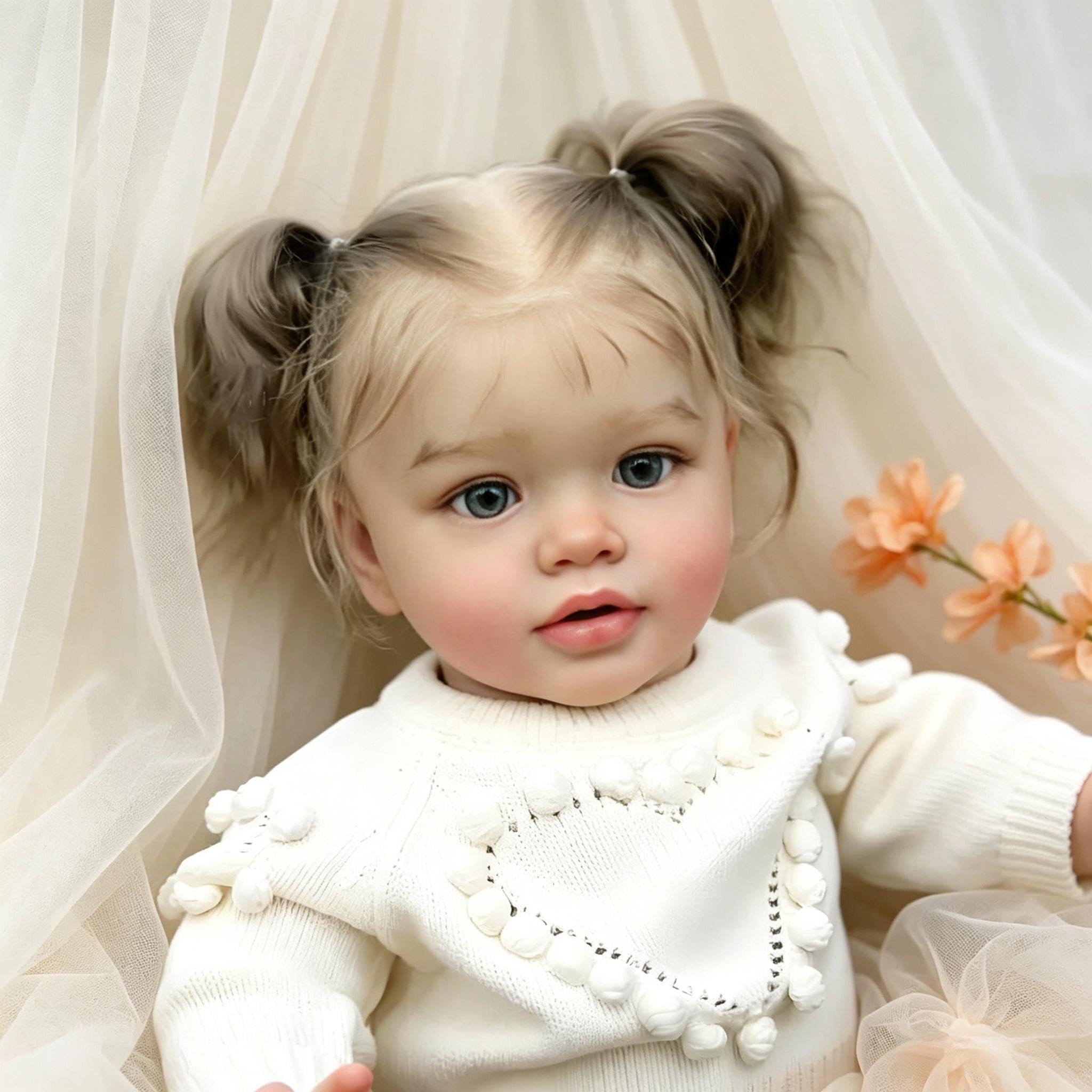 RXDOLL Realistyczna lalka Reborn dla dziewczynki 61 cm, duży rozmiar, ręcznie wykonana, miękka tkanina winylowa, ciało Reborn lalki niemowlęce, które wyglądają naprawdę realistycznie, ważone, zestaw