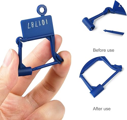 Miniatura 5 de 100 etiquetas de seguridad desechables de plástico para candado, sellos de control de seguridad con bloqueo automático numerado a prueba de