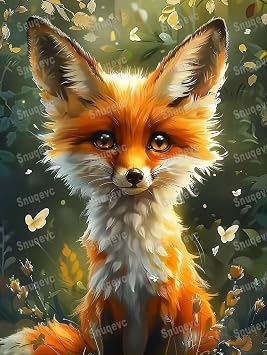 Cute Fox Poster - Canvas Painting, Modern Painting Trend Artwork, Wall Art for Interior Decor Living Room Bathroom Decor, Birthday Gifts 8X12Inch, Unframed
