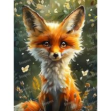 Cute Fox Poster - Canvas Painting, Modern Painting Trend Artwork, Wall Art for Interior Decor Living Room Bathroom Decor, Birthday Gifts 8X12Inch, Unframed