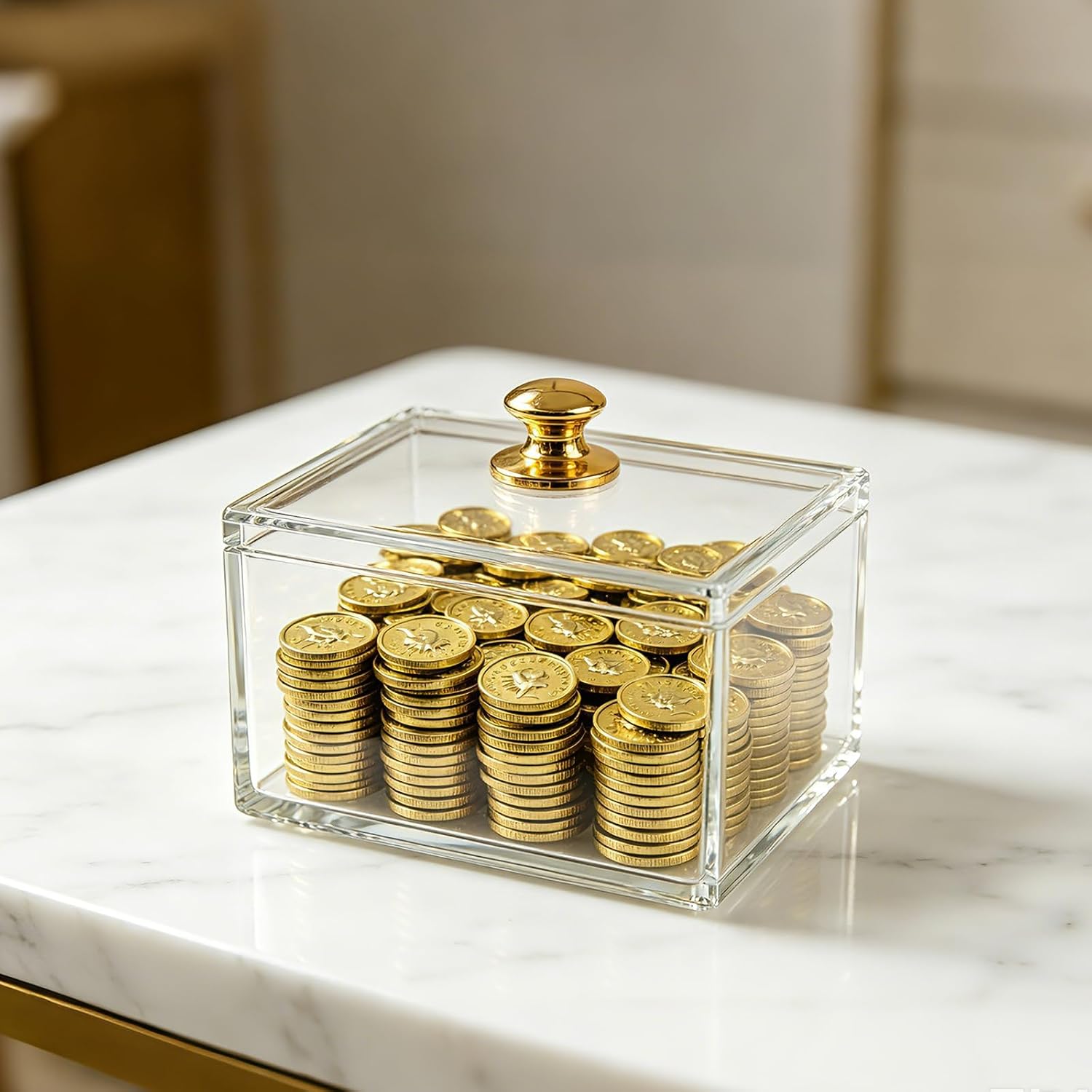 Mini Gold Coins Fake Gold Coins 100 Pcs Metal Alloy Golden Coin for Vase Filler, Table Decorative Accents, Photography Props, Treasure Chest Fillers, Craft Supplies, Mini Landscape, Party Decor image 4