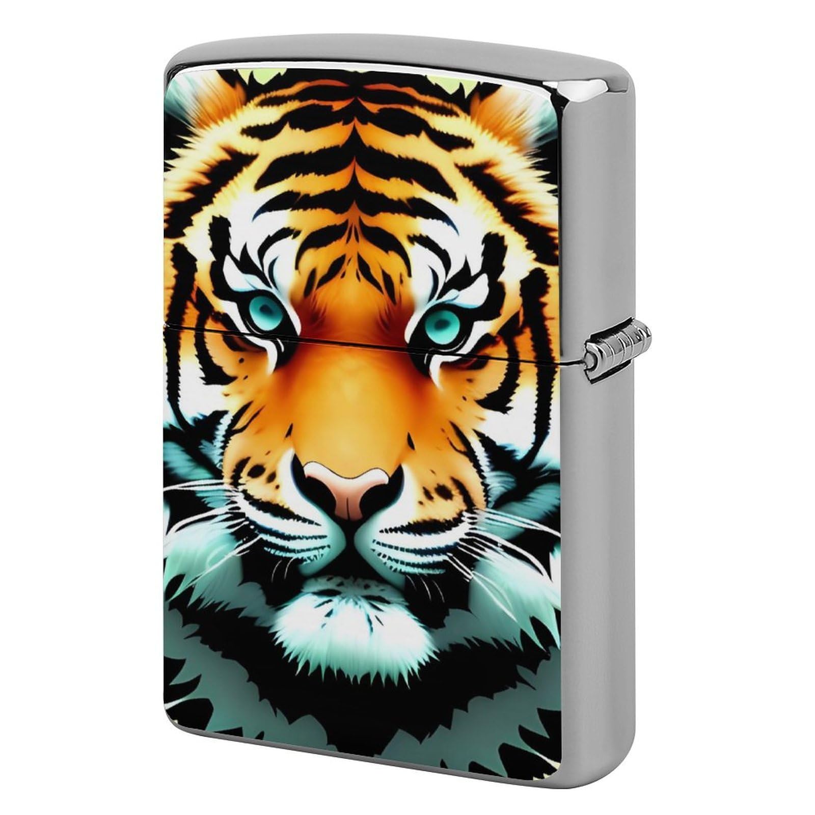 Little Fat Tiger Head Lighter Case Vintage Metal Lighter Cover Reusable Lighter Protective Sleeve Unique Design Personalized Lighter Sleeve Holder Against Dust and Scratches