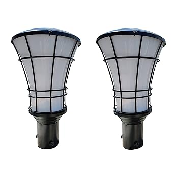 Exterior Lantern Outdoor Post Light, Matt Black Pillar Lamp Fixtures for Patio Porch Garden and Gate Post Decor (Prime, Pack of 2)