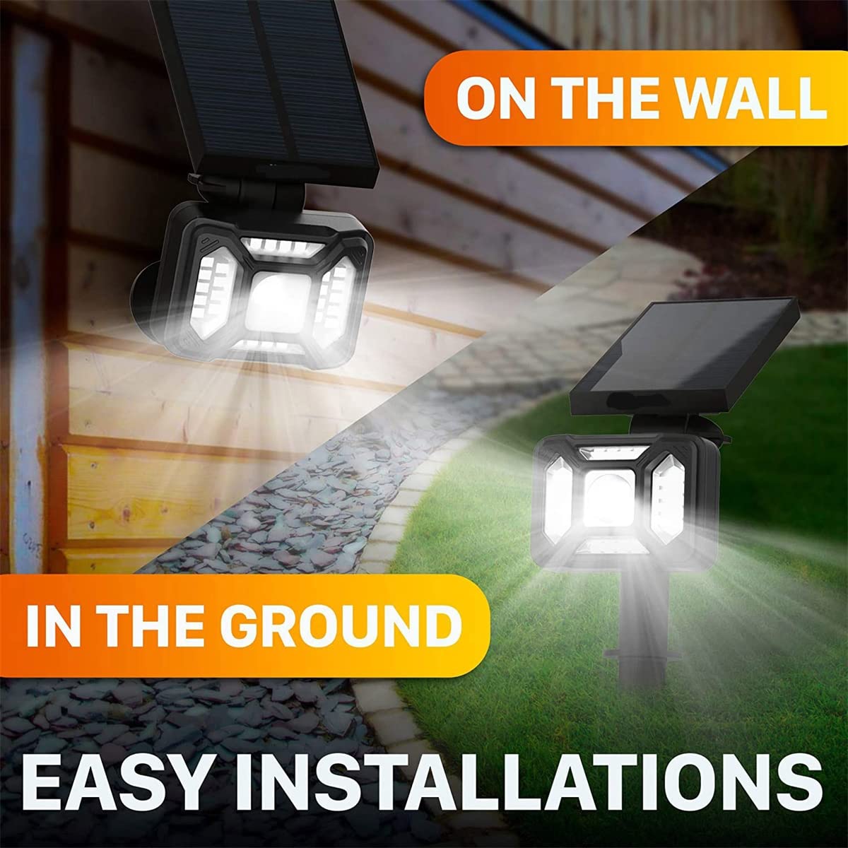 Focos solares para Exteriores, focos de Paisaje con energía Solar IP65, Luces de Pared Impermeables, Encendido/Apagado automático, Luces LED de jardín para Patio, Pasarela de Patio Trasero