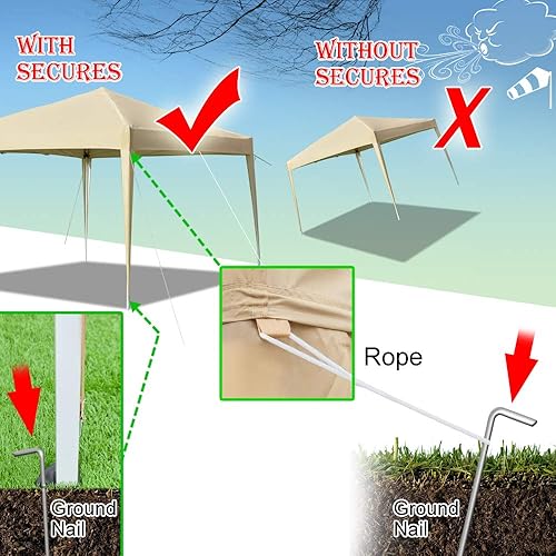 Miniatura 4 de Toldo desplegable de 10 x 10 pies para fiestas al aire libre con 4 paredes laterales, plegable, impermeable, para playa, camping, tienda de campaña
