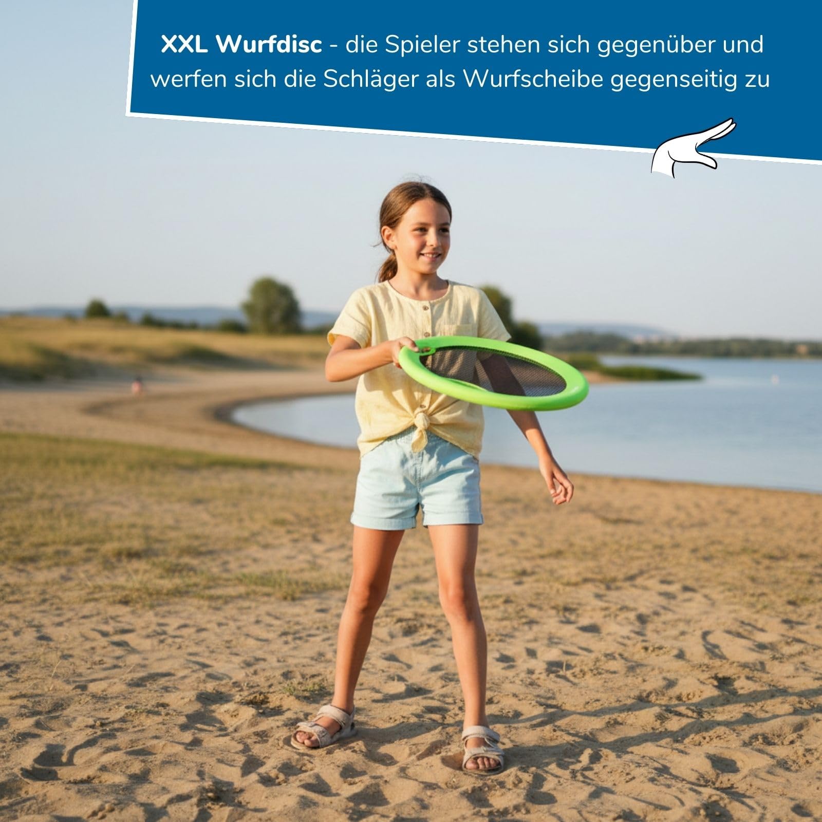 alldoro 68714 Beachball-Set 4in1, XL-Federball, XL-Soft-Tennis, Beachball & Wurfscheibe, wetterfestes Outdoor-Spielpaket ab 5 Jahren