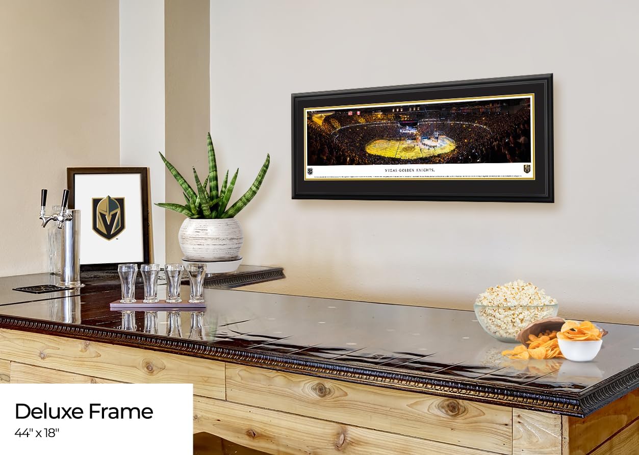 Vegas Golden Knights, Stanley Cup Banner Raising - 44x18-inch Double Mat, Deluxe Framed Picture by Blakeway Panoramas