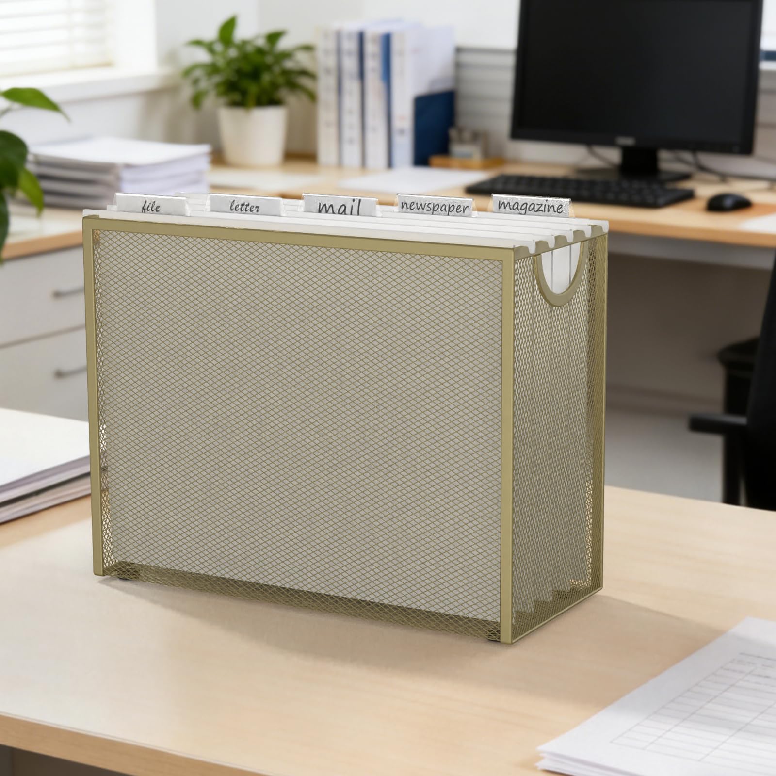 Sinboun Hanging File Organizer Letter-Size File Holder Filing Box Includes 5 Hanging Folders - Image 5