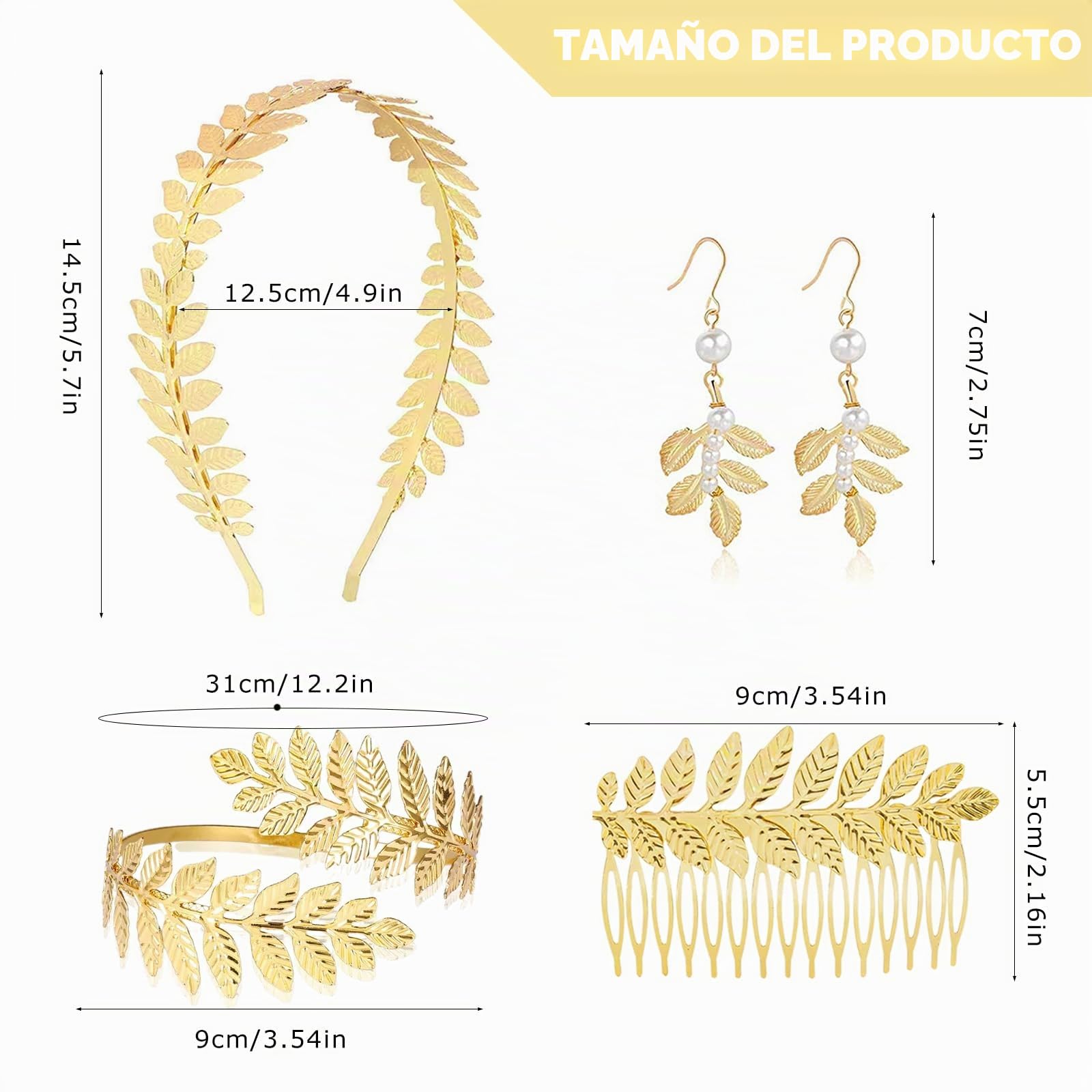 Juego de 4 accesorios para disfraz de diosa griega