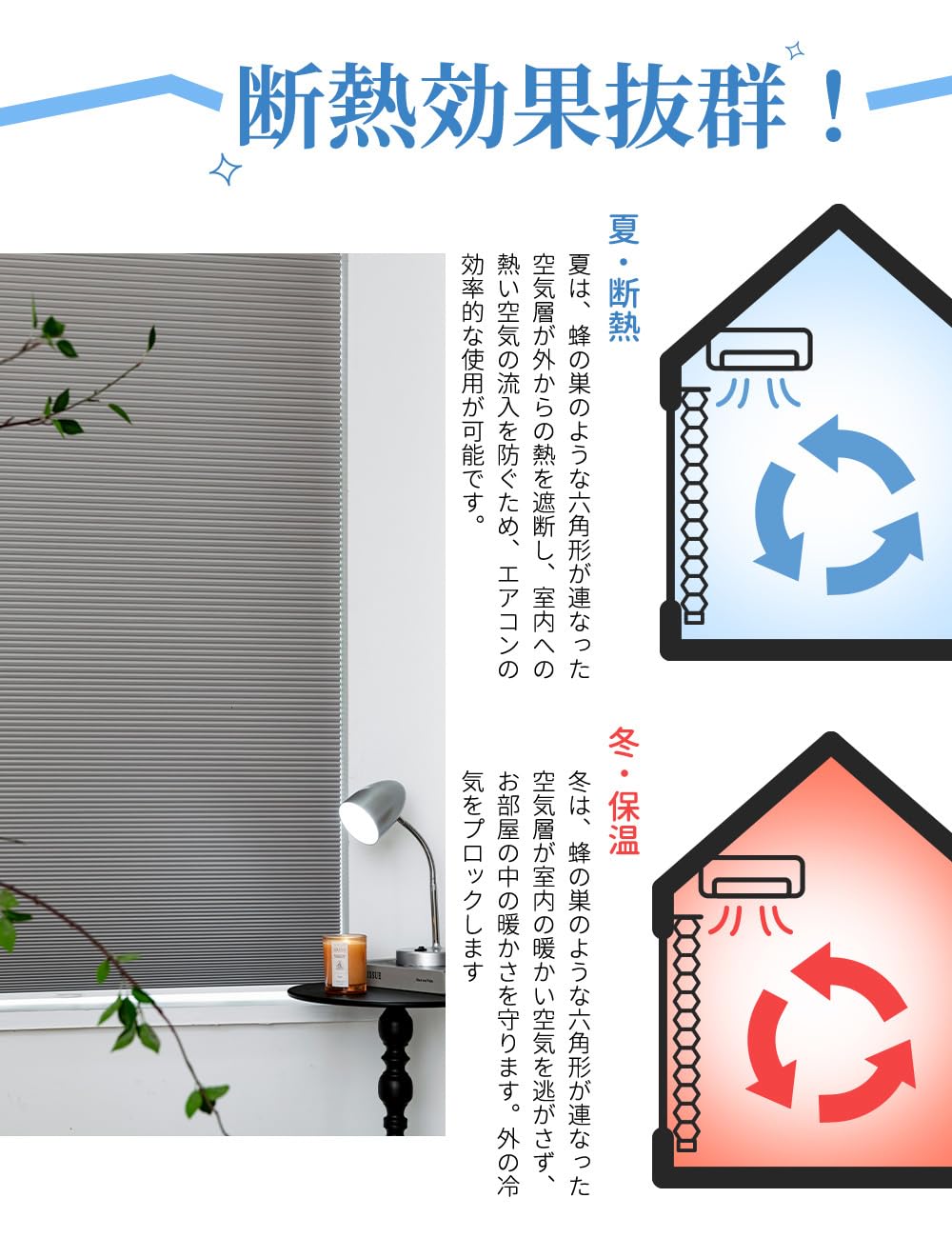 Amazon｜ISSHOGUGU ハニカムシェード つっぱり式 プルハンドル式