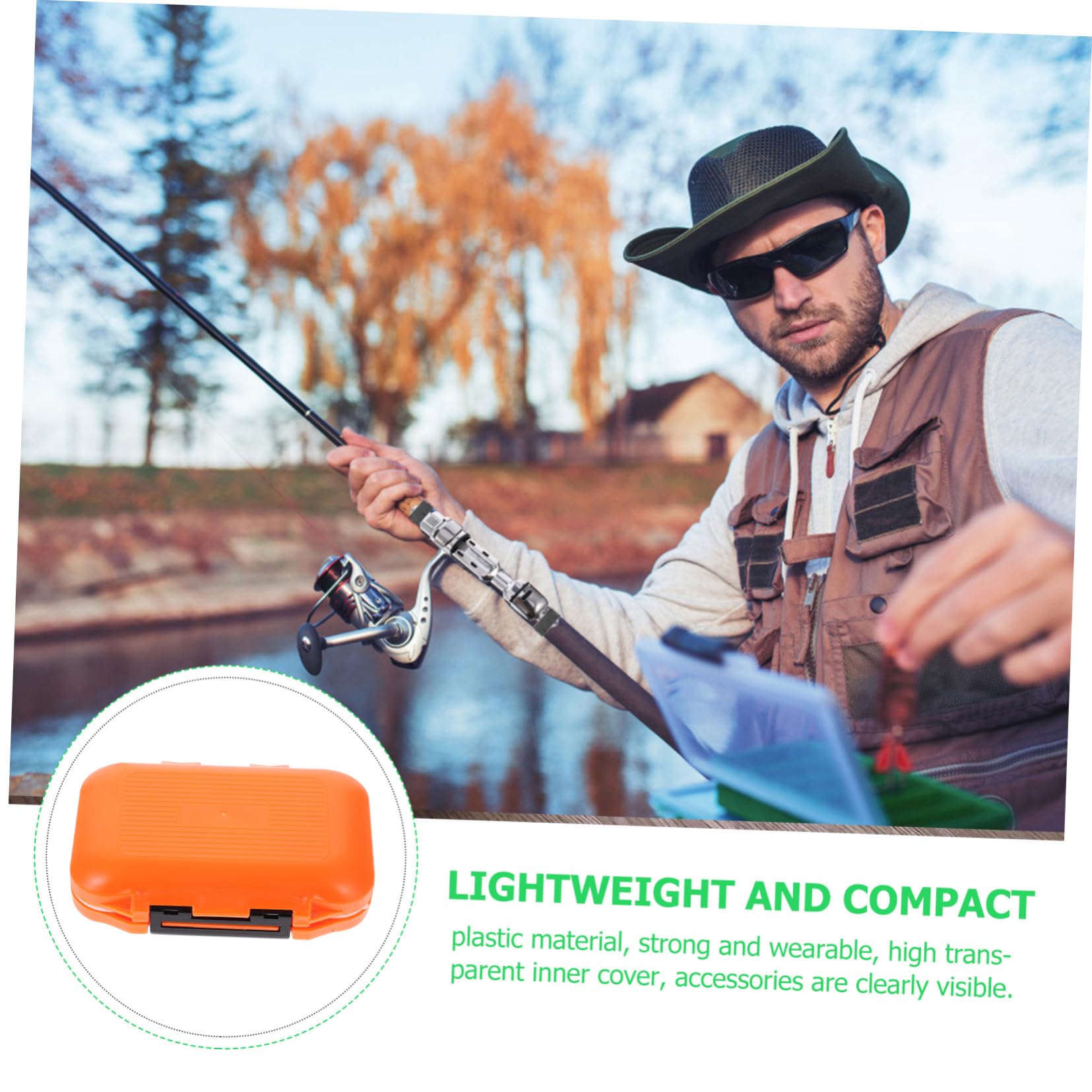 Kisangel Fishing Double Side Lure Hooks Storage Container for Carp Fly Fishing Orange with Durable Sealing and Movable Inserts