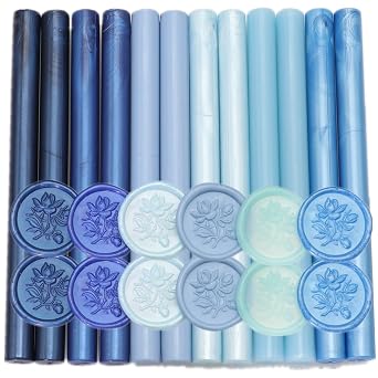12 Pcs Sea Blue Glue Gun Wax Seal Sticks for Wax Seal Stamp, 6 Colors Baby Blue Wax Seal Sticks Set for 0.43 Glue Gun Wax Sealing Sticks