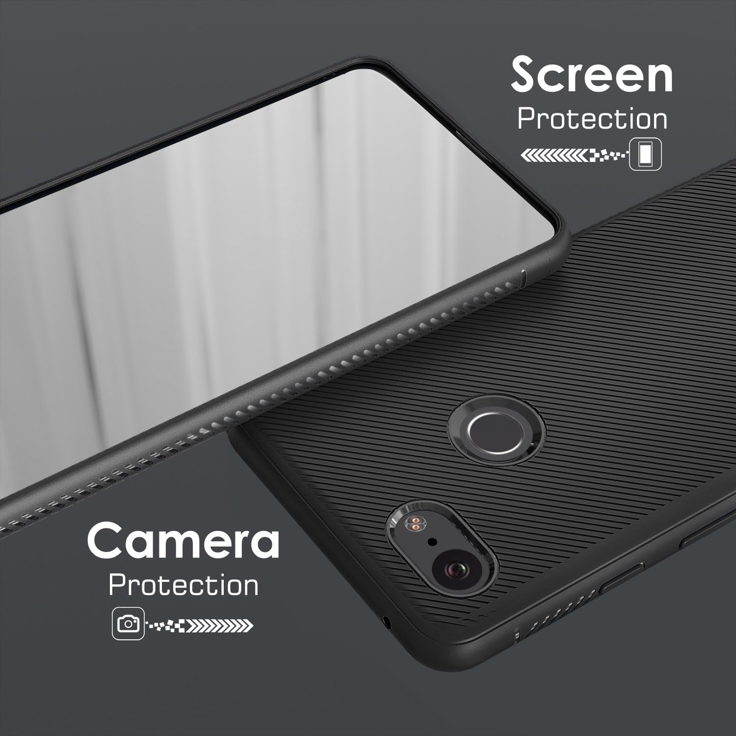 MoKo Google Pixel 3 Case, Lightweight Shockproof Protective Phone Cover, TPU Bumper Edge Twill Phone Case for Google Pixel 3 - Black