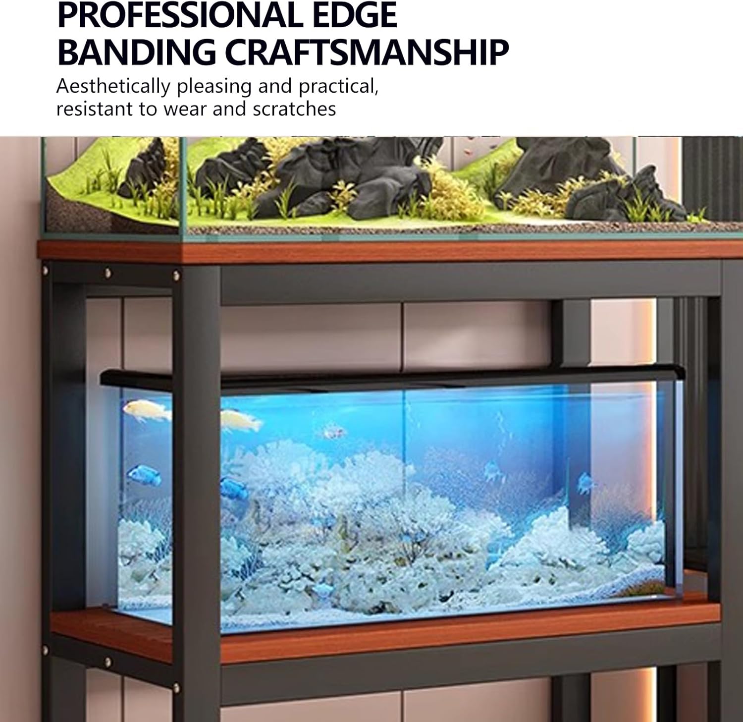 3-tier Fish Tank Stand, 16mm Thick Eco-friendly Board, Reinforced Steel Frame, Living Room/balcony(White,90x40cm/35.4x15.7in)