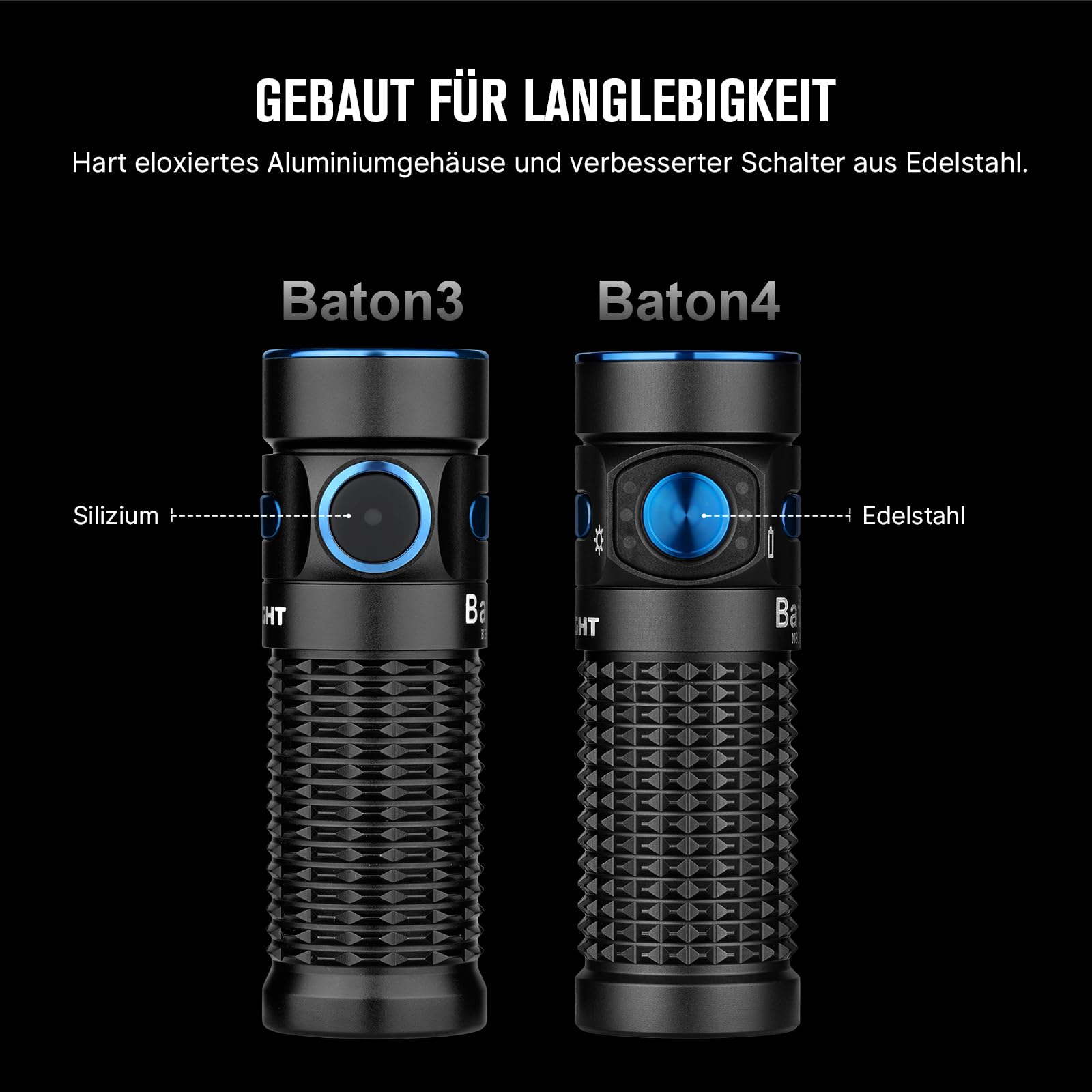 OLIGHT Baton 4 LED Kleine Taschenlampe Wiederaufladbare für Alltag