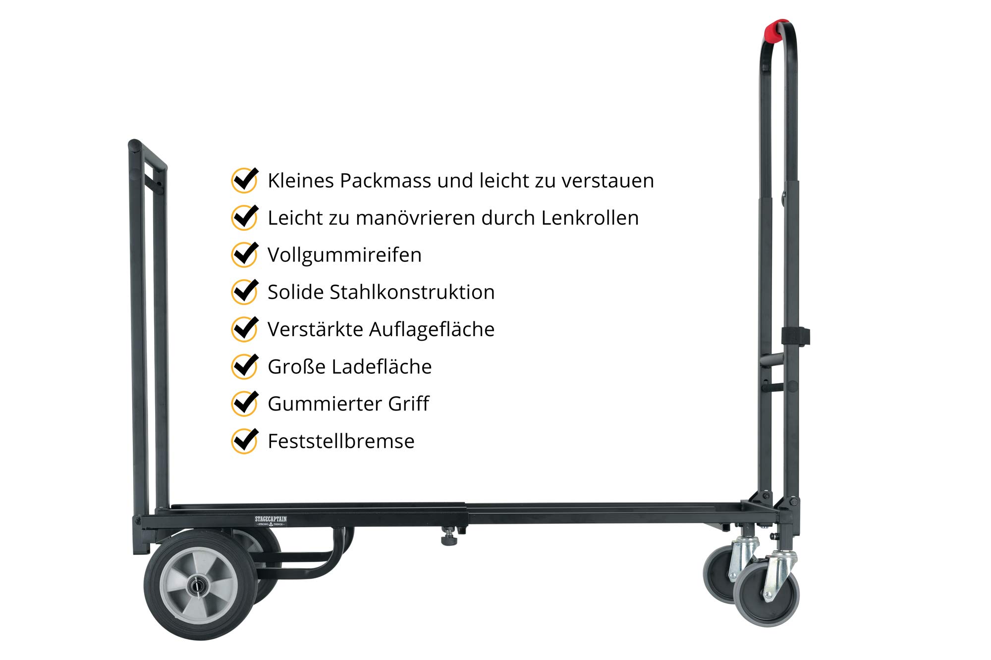 Stagecaptain Sherpa SCS-80 MKII Carro de Transporte (Mega Cart), 5 cm | Largo (superficie de carga útil): 73 cm - 120 cm, Altura: 116 cm, Ancho superficie de carga: 32 cm, Ancho con ruedas: 47 cm