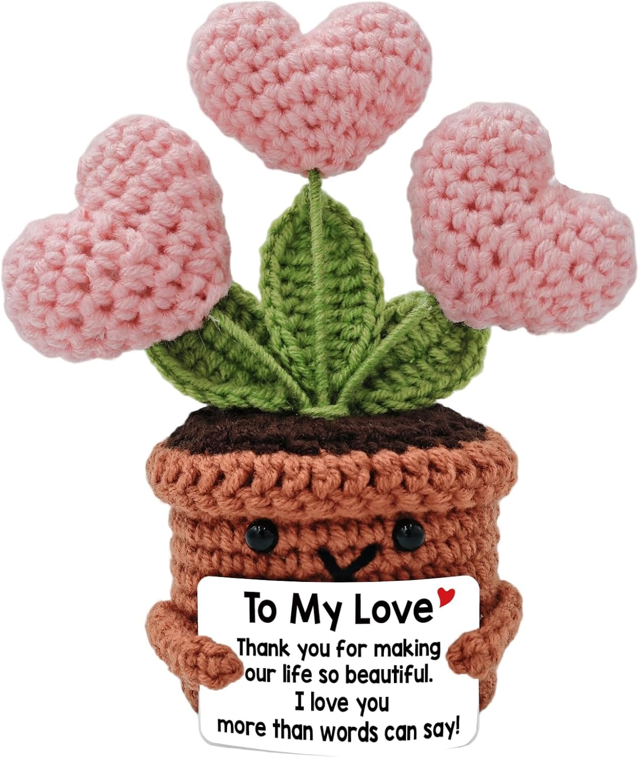 Handmade Crochet Heart-shaped Flower, To My Love, Romantic Gift for Him Her, Anniversary Valentine’s Day Present for Wife Husband, Christmas Couples Gift Idea