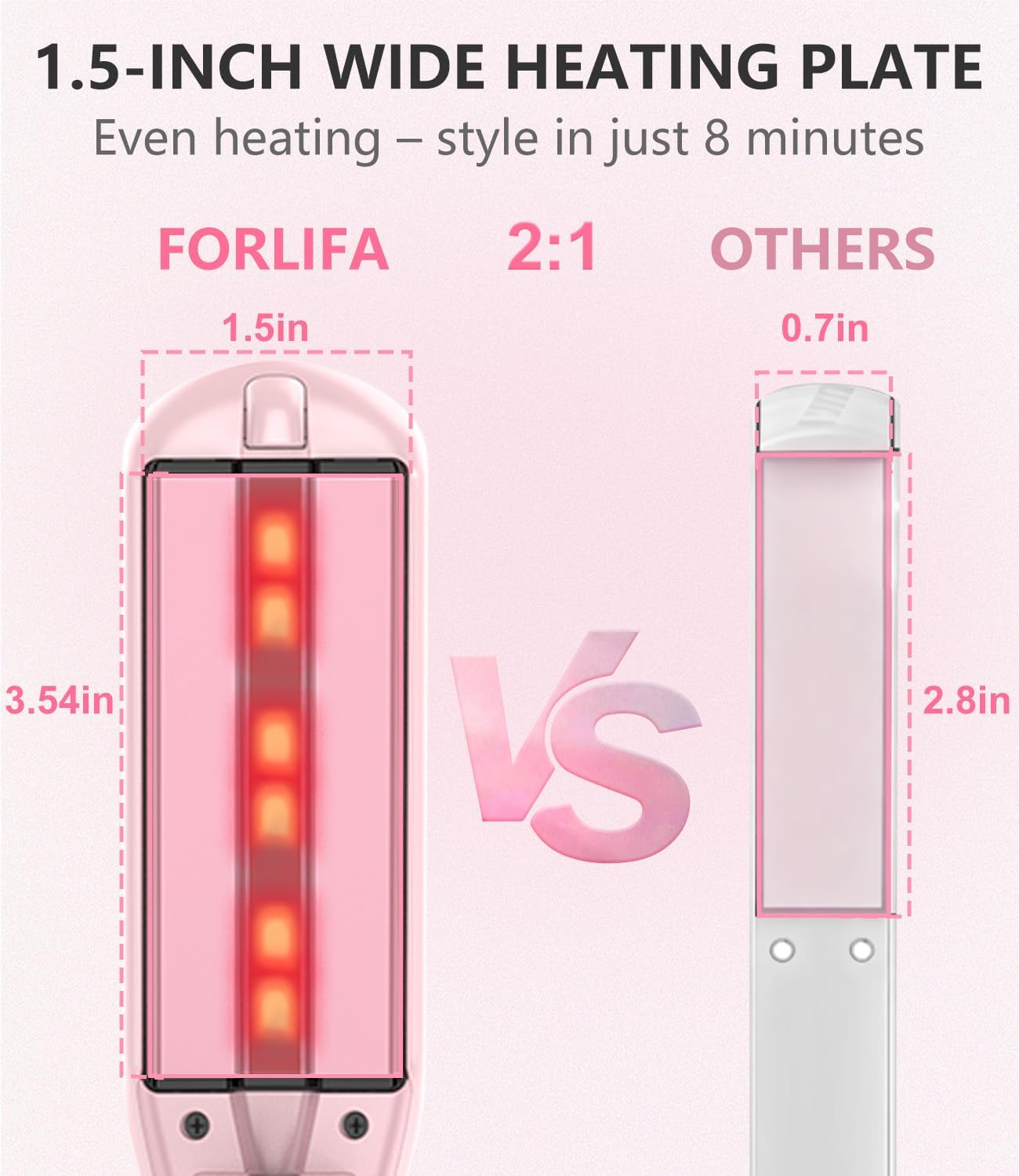 2-in-1 Steam Hair Straightener, 1.5 Inch Flat Iron Hair Straightener with 30 Min Auto Shut-Off, Anti-Frizz & Heat-Resistant Glove for All Hair Types