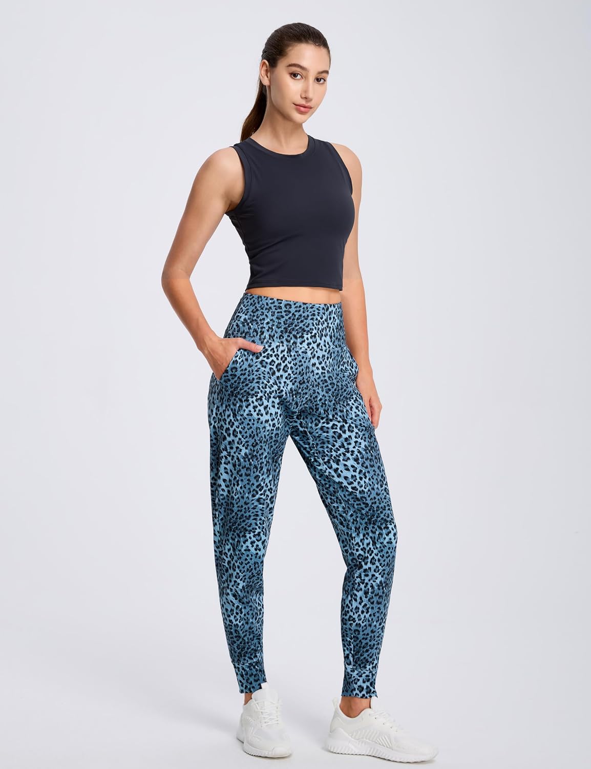  Women's Workout Joggers Pants Lightweight Lounge Leggings | Flattering Fit, Side Pockets, Elastic Waistband, Tummy control, Ultra-soft, Tapered ankle, Athleisure, Yoga, Running thumbnail