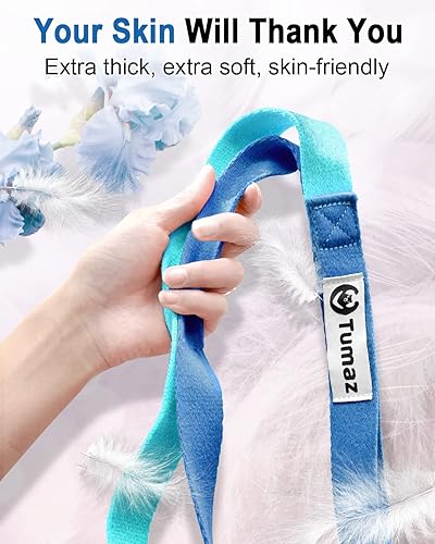 Miniatura 8 de Tumaz Paquete esencial de yoga y estiramiento correa elástica no elástica de 10 bucles para terapia física, yoga, pilates y paquete de 2 bloques de