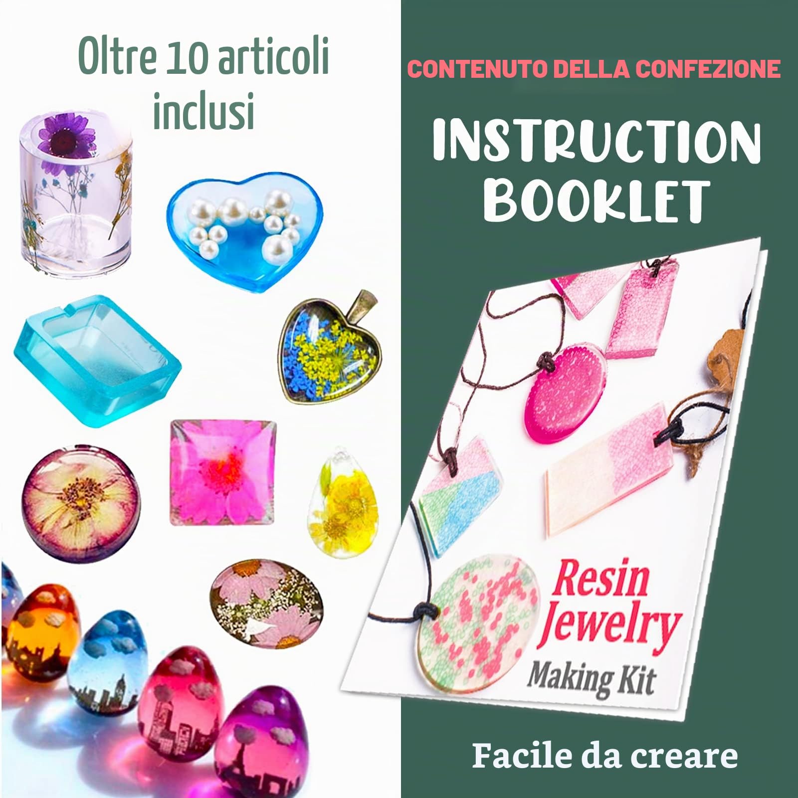 Goody King Kit Resina Epossidica Trasparente per Principianti - Set Completo con Stampi e Accessori per Creare Gioielli - Kit Resina Epossidica Completo per la Creazione di Gioielli, Fai da Te