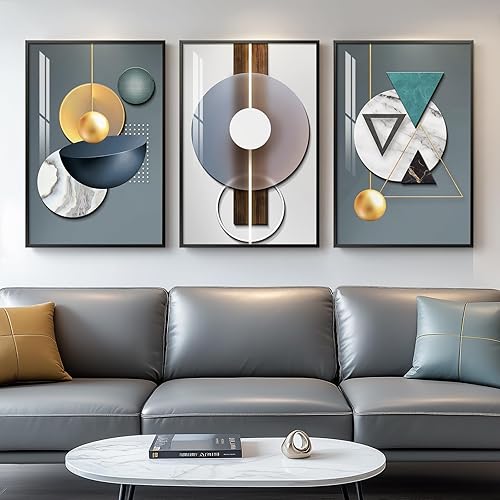 Framed Modern Wall Art for Living Room, 3 Piece Modern